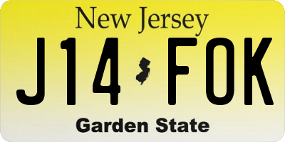 NJ license plate J14FOK