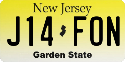 NJ license plate J14FON