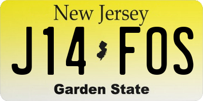 NJ license plate J14FOS