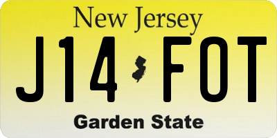 NJ license plate J14FOT