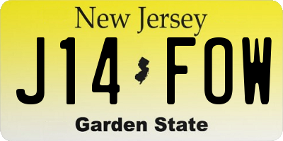 NJ license plate J14FOW