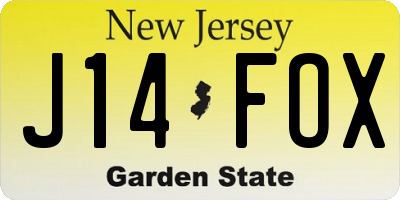 NJ license plate J14FOX