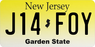 NJ license plate J14FOY
