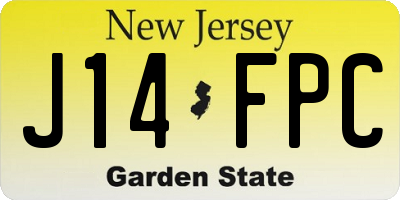 NJ license plate J14FPC