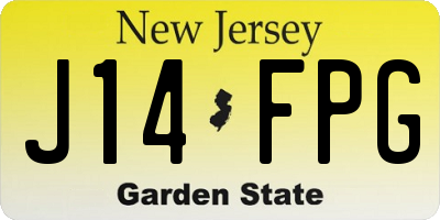 NJ license plate J14FPG