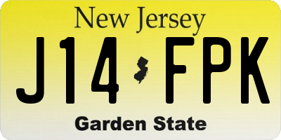 NJ license plate J14FPK
