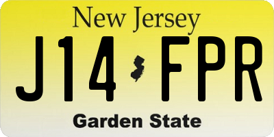 NJ license plate J14FPR