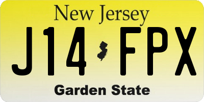 NJ license plate J14FPX