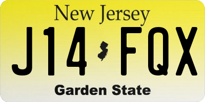 NJ license plate J14FQX