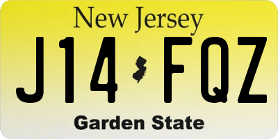 NJ license plate J14FQZ