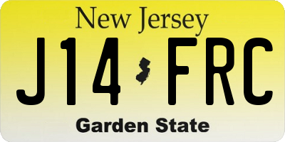 NJ license plate J14FRC