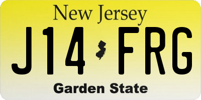 NJ license plate J14FRG