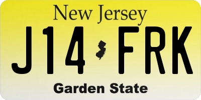 NJ license plate J14FRK
