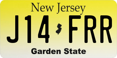NJ license plate J14FRR