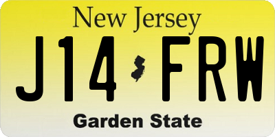 NJ license plate J14FRW