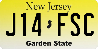 NJ license plate J14FSC