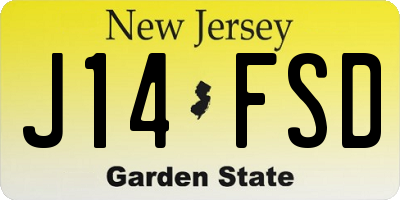 NJ license plate J14FSD