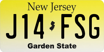 NJ license plate J14FSG