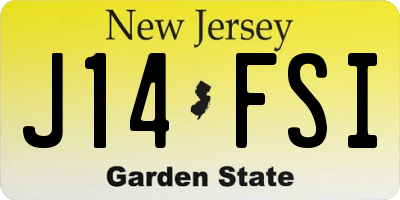 NJ license plate J14FSI