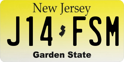 NJ license plate J14FSM