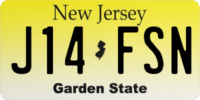 NJ license plate J14FSN
