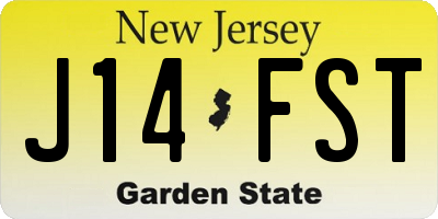 NJ license plate J14FST