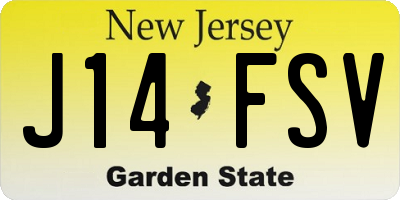 NJ license plate J14FSV