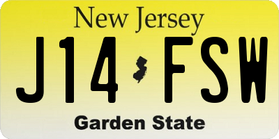 NJ license plate J14FSW