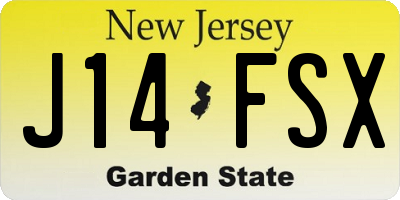 NJ license plate J14FSX