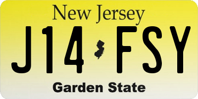 NJ license plate J14FSY