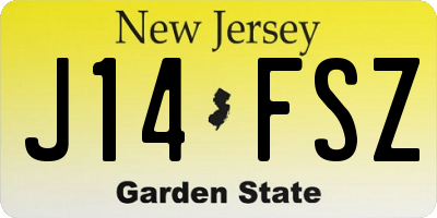 NJ license plate J14FSZ