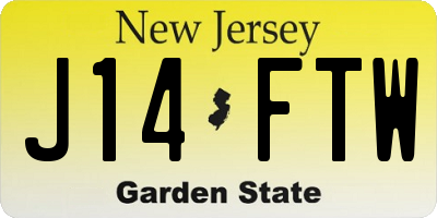 NJ license plate J14FTW