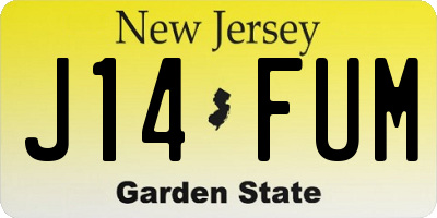 NJ license plate J14FUM