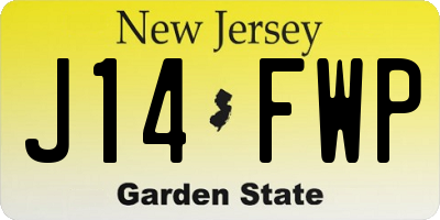 NJ license plate J14FWP