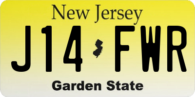 NJ license plate J14FWR