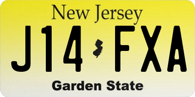 NJ license plate J14FXA