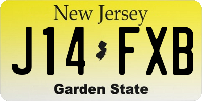 NJ license plate J14FXB