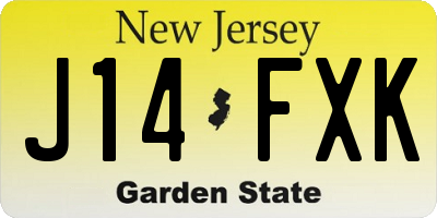 NJ license plate J14FXK
