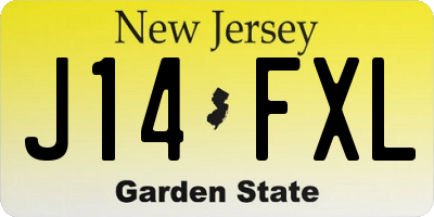 NJ license plate J14FXL
