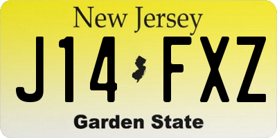 NJ license plate J14FXZ