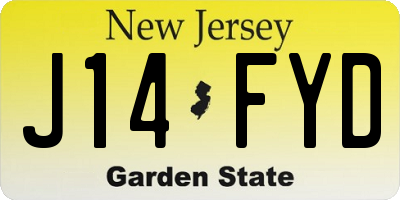 NJ license plate J14FYD
