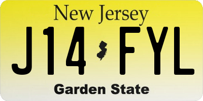 NJ license plate J14FYL