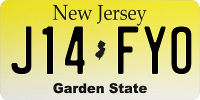 NJ license plate J14FYO