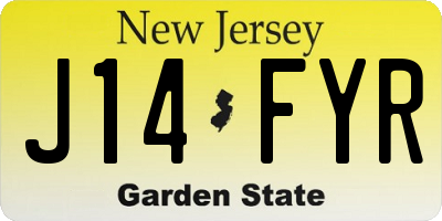 NJ license plate J14FYR