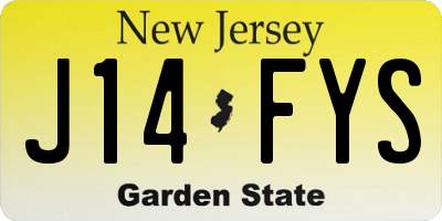 NJ license plate J14FYS