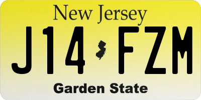 NJ license plate J14FZM