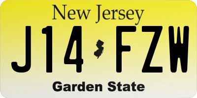 NJ license plate J14FZW
