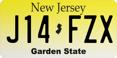 NJ license plate J14FZX