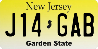NJ license plate J14GAB