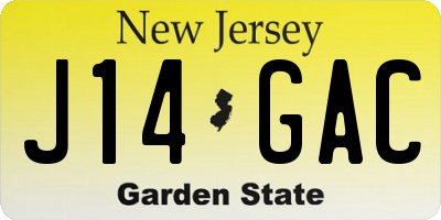 NJ license plate J14GAC